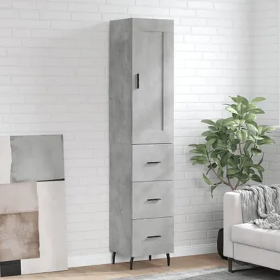 Produktbild von The Living Store Highboard Betongrau 34,5x34x180 cm Holzwerkstoff