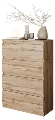 Immagine prodotto di Comodà Wotan in rovere con 4 cassetti – Comodà compatto per camera da letto e soggiorno – Credenza moderna in stile scandinavo – GABRIEL