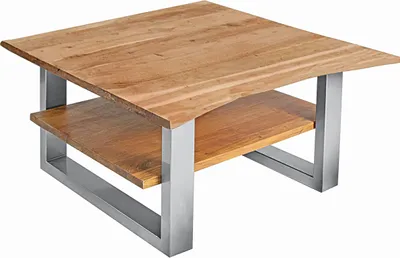 Produktbild von Couchtisch Baumkante 90 x 90 cm Akazie massiv + naturfarben silber PATRICK