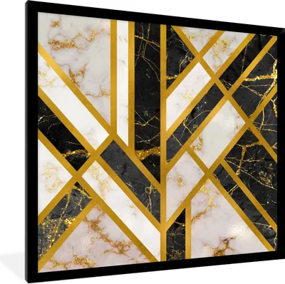 Produktbild von MuchoWow® Gerahmtes Poster Marmor - Gold - Luxus 40x40 cm - Poster mit Schwarzem Bilderrahmen Wandposter Rahmen Foto Bilder - Mit Rahmen - Wanddekoration Schlafzimmer