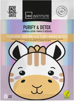 Productafbeelding van IDC Institute Vegan Giraffe, reinigend gezichtsmasker in doekvorm, 1 stuk.