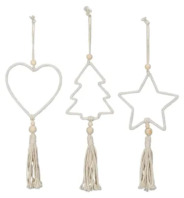 Image de Décoration à suspendre en marron, en bambou, macramé comme décoration de Noël