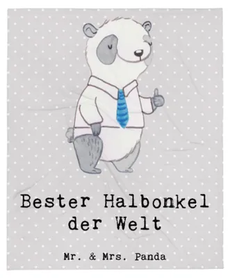 Produktbild von Mr. & Mrs. Panda Bettdecke Panda Bester Halbonkel der Welt - Grau Pastell - Geschenk, Stiefgeschwister, Kuscheldecke, Tagesdecke, Kleinigkeit, Sofadecke, Onkel, Familie