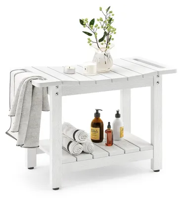 Produktbild von Duschhocker mit Ablage HDPS Weiß 61 x 32 x 44 cm