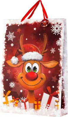 Produktbild von 4 Stück XXL Geschenktüte Weihnachten Lustiges Rentier