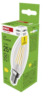 Produktbild von EMOS LED Lampe Edison Candle, 1,8W Ersatz für 25W Glühbirne, Vintage-Glühlampe m