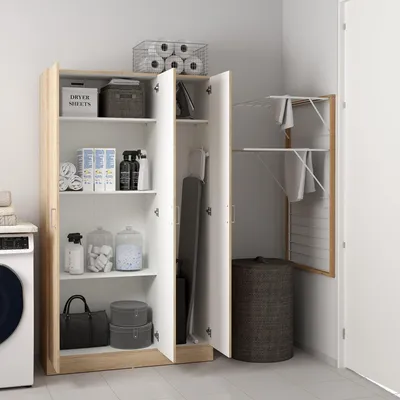 Image de Vado - Grande armoire multiusage, 104x181h cm chêne brun, 4 étagères