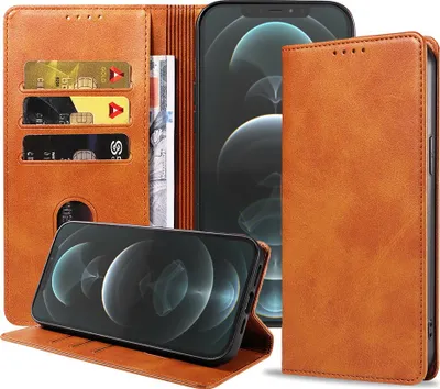 Obrázek produktu pro Smartphonica pouzdro z umělé kůže na iPhone 12 Pro Max s magnetickým zavíráním a držáky na karty Book Case - hnědé