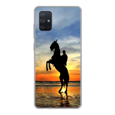 Produktbild von MuchoWow® Handyhülle Schutzhülle Hülle für Samsung Galaxy A71 Pferd - Himmel - Schatten Silikon Softcase Handy Hülle - Kartenbesitzer