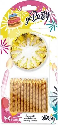 Produktbild von Geburtstagskerzen, 12 Stück, golden, spiralförmig – GoParty