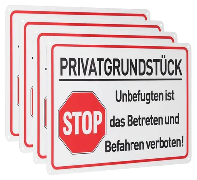 Produktbild von 4 Stück Verbotsschilder – Reflektierende Aluminium-Warnschilder