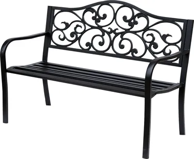 Produktbild von Gartenbank 3-Sitzer Stahlbank mit Armlehnen aus Gusseisen Schwarz 127x60x89cm für Garten Terrasse Balkon