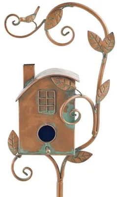 Image de Nichoir en métal avec support, idéal pour divers oiseaux, nichoir décoratif pour le jardin (10341663)