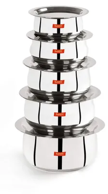 Edelstahl-Topfset bauchig 5-tlg. 380 ml–1,4 l mit Deckel