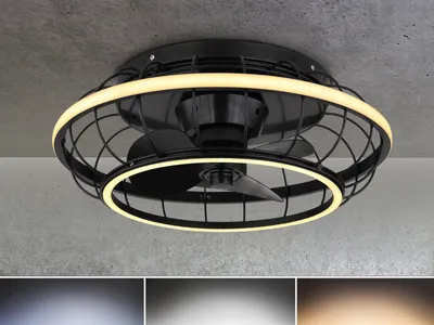 Produktbild von Globo Lighting Deckenventilator Metall schwarz matt, LED