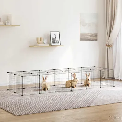 Obrázek produktu pro vidaXL 28dílná klec pro domácí mazlíčky s dvířky černá 35x35 cm ocelová