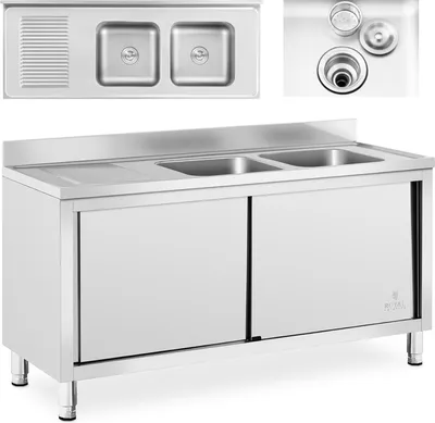 Obrázek produktu pro Dvouplášťový dřez s posuvnými dveřmi 160 x 60 x 95 cm