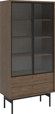 Produktbild von Selsey Olar - Vitrine mit 3 Regalböden, Holzoptik Carini Nussbaum, 85 cm