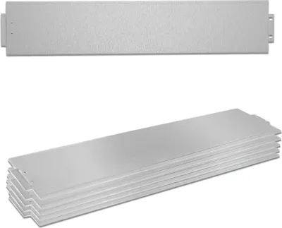 A single metal edging strip is shown above a stack of metal edging strips.