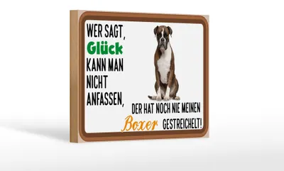 Produktbild von Holzschild Spruch 18x12cm Glück nicht anfassen Boxer Hund