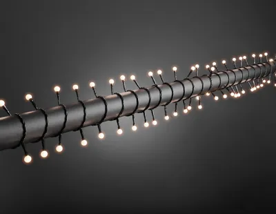 Produktbild von Konstsmide - LED Globelichterkette, runde Dioden, 160 warm weiße Dioden, 24V Außentrafo, schwarzes Kabel; 3695-107