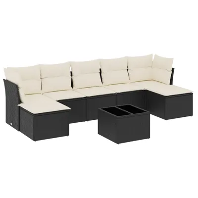Produktbild von vidaXL 8-tlg. Garten-Sofagarnitur mit Kissen Schwarz Poly Rattan