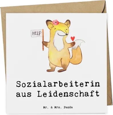 Produktbild von Mr. & Mrs. Panda Klappkarte Sozialarbeiterin Leidenschaft - Weiß - Geschenk, faltkarte, anlasskarte, Grußkarte, Glückwunschkarte, doppelkarte