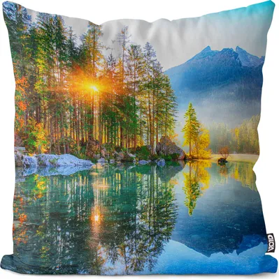 Produktbild von VOID Alpen See Wald Berge Kissenbezug Kissenhülle dekoration wasserfest Outdoor Garten Kissen bezug deko