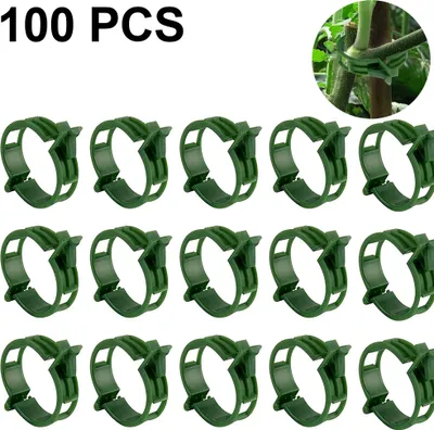 Produktbild von 100 STK Kunststoff Pflanzen Clips Pflanzenklammern Rebe Clips für Gemüse Tomate Pflanze Unterstützung(Green)