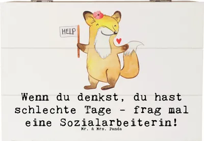 Produktbild von Mr. & Mrs. Panda Box Sozialarbeiterin Stärketage 22 x 15 cm - Weiß - Geschenk, Beruf, Hilfe, Erinnerungsbox, Geschenke mit Herz, kreative, Obdachlosenhilfe, Kiste