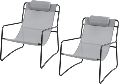Produktbild von SVITA 2er Set Outdoor Relaxsessel Gartenstuhl mit Kissen Liegestuhl Hellgrau
