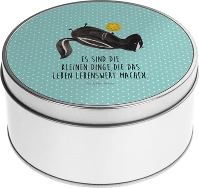 Produktbild von Mr. & Mrs. Panda Teedose Stinktier Ball - Türkis Pastell - Geschenk, Aufbewahrungsdose, Raubtier, Vorratsdosen, Blechdose, Stinker, Wildtier, Skunk, keksdosen, Weisheit