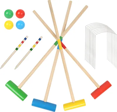 Produktbild von Hengda Krocket Spiel Set für 4 Spieler Outdoor Gartenspiel Croquet Familienspiel Holzspiel Kinder Erwachsene
