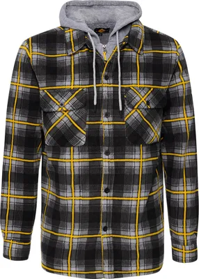 Produktbild von Roadsign australia Herren Thermohemd mit Kapuze mit Reißverschluss - Arbeitsjacke Holzfällerhemd Thermojacke in Anthrazit-Gelb Größe L