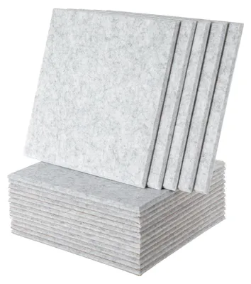 Obrázek produktu pro Akustické panely – Samolepicí polyesterové stěnové panely – 18 kusů, zvukotlumící desky o rozměrech 30x30 cm – tloušťka 9 mm – vhodné do místností a kanceláří – stříbrněšedá barva