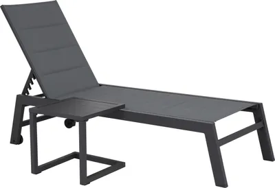 Produktbild von Set Sonnenliege und Beistelltisch BARBADOS aus grauem Textilene - anthrazitgraues Aluminium