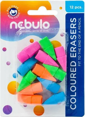 Image de Gommes à effacer colorées, capuchons pour crayons, 12 pièces