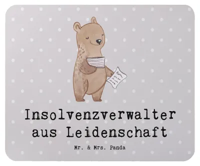 Produktbild von Mr. & Mrs. Panda Mauspad Insolvenzverwalter Leidenschaft - Grau Pastell - Geschenk, Mousepad, Mouse Pad, mausteppich, pc, mausunterlage