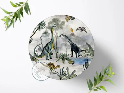 Produktbild von Für die Geburtstags Torte, Zuckerbild mit dem Motiv: Dinosaurier , Dino, Essbares Foto für Torten, Fondant, Tortenaufleger Ø 20cm, 0401c