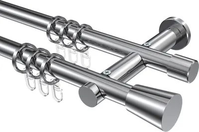 Produktbild von Interdeco Gardinenstange / Vorhangstange Chrom, Typ Platon Sitra (Konus), 20 mm Ø 2-läufig, 140 cm
