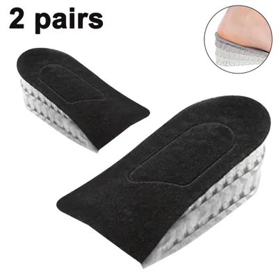 Produktbild von 2 Paar Fersenlift Einsätze zur Erhöhung der Höhe der Einlegesohle Unsichtbare Erhöhung der Einlegesohle Silikon 3 Lagige Fersenstütz Höhen Verstellbare Schuhpolster Fußpolster für Schuhe(Schwarz)