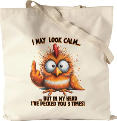 Produktbild von I May Look Calm Lustiger Vogel Jutebeutel Sarkastisch Humorvoll Geschenkidee
