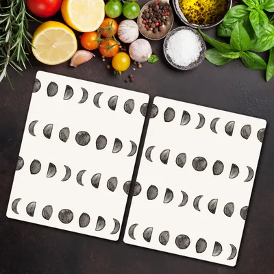 Produktbild von Glas Schneidebrett Herdabdeckplatten Schneideplatten - 2x 40x52 cm - Mondphasen