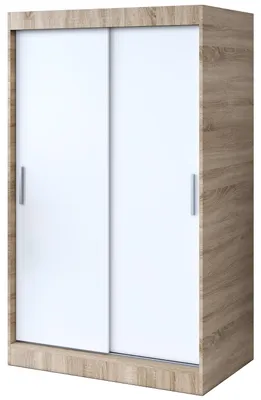 Produktbild von Schiebetürenschrank 120x200cm - Sonoma Eiche & Weiß Matt - Kleiderschrank GOLD - mit 5 Einlegeböden & 2 Kleiderstangen