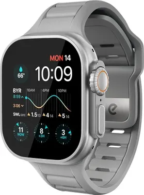 Productafbeelding van Keybudz Journey FKM horlogeband 44/45/46/49mm – Weerbestendig en 100% waterdicht – UV-bestendige afwerking – Compatibel met alle Apple Watch modellen 44-49mm - Grijs