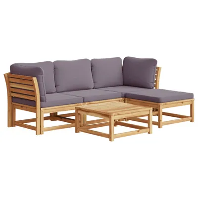 Produktbild von 5-tlg. Garten-Lounge-Set mit Kissen Massivholz Akazie