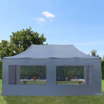 Produktbild von TOOLPORT 3x6m Stahl Faltpavillon, inkl. 4 Seitenteile, dunkelgrau