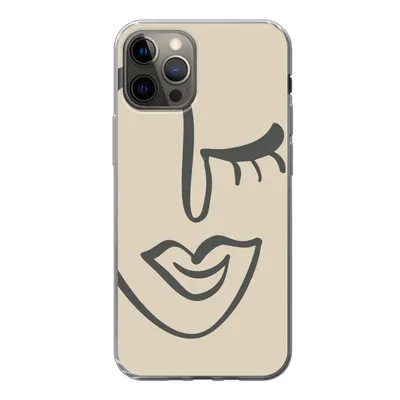 Produktbild von MuchoWow® Handyhülle Schutzhülle Hülle für iPhone 12 Pro Frau - Gesicht - Kunst Silikon Softcase Handy Hülle - Abdeckung