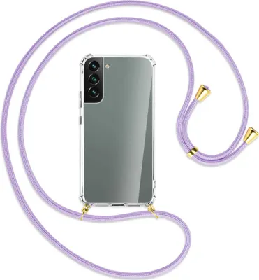 Produktbild von Handykette Backcover-Schutzhülle mit Band (Metall goldfarben) für Samsung Galaxy S22 5G (S901) - violett