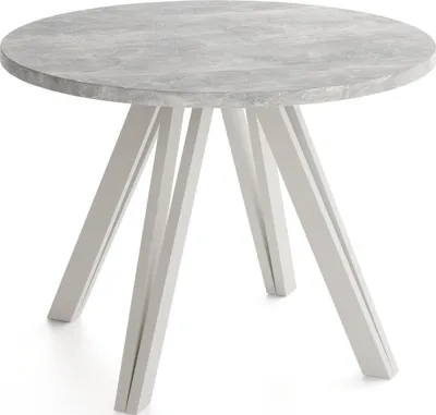 Produktbild von Runder Esstisch 100 cm mit Holzbeinen aus Buchenholz in Kaschmir – Moderner Tisch für Esszimmer, Küche und Wohnzimmer – Platzsparender Tisch für 4 Personen – Beton Grau